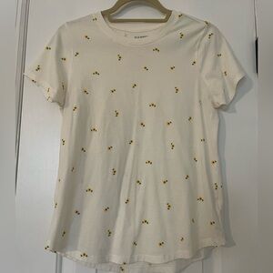 Old Navy Cream T-Shirt with Floral Print